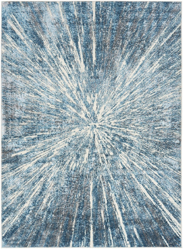 HomeRoots 5' Blue Abstract Area Rug - Contemporary Design, Durable Machine-Made, Perfect for Any Room Decor 5' X 7' 569634