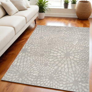 HomeRoots 5' Gray Abstract Area Rug - Modern Design for Cozy Living Spaces, Low-Pile, Durable & Easy Care 5' X 7' 569635