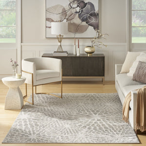 HomeRoots 5' Gray Abstract Area Rug - Modern Design for Cozy Living Spaces, Low-Pile, Durable & Easy Care 5' X 7' 569635