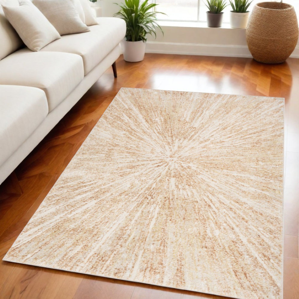 HomeRoots 5' Ivory Abstract Area Rug - Modern Design for Comfort and Style in Living Rooms and Bedrooms 5' X 7' 569636