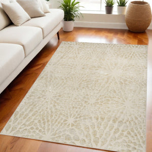 HomeRoots 5' Ivory Abstract Area Rug - Modern Elegance for Living Rooms, Bedrooms & High-Traffic Areas 5' X 7' 569637
