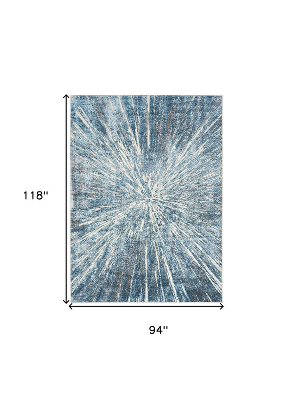 Homeroots 8' X 10' Blue Abstract Area Rug  Polyester 569639