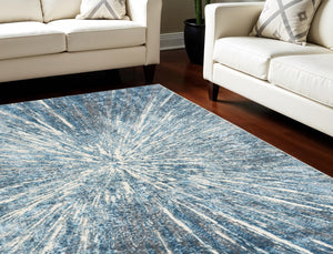 Homeroots 8' X 10' Blue Abstract Area Rug  Polyester 569639
