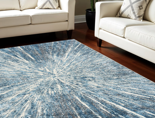 Homeroots 8' X 10' Blue Abstract Area Rug  Polyester 569639