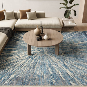 HomeRoots 8' Blue Abstract Area Rug - Modern Design for Cozy Living Spaces, Durable and Easy to Maintain 8' X 10' 569639