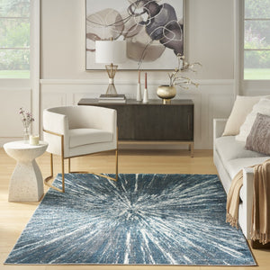 HomeRoots 8' Blue Abstract Area Rug - Modern Design for Cozy Living Spaces, Durable and Easy to Maintain 8' X 10' 569639