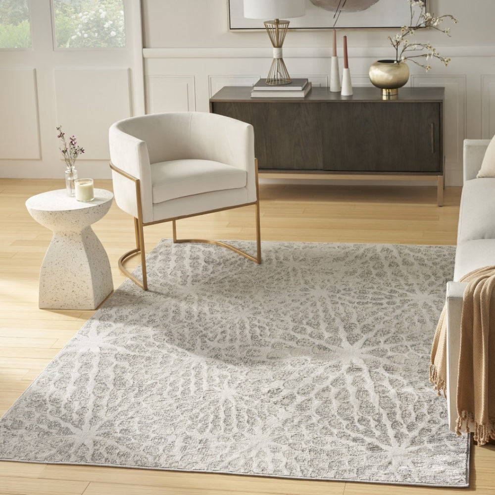 HomeRoots 8' Gray Abstract Area Rug - Modern Design for Living Rooms, Bedrooms & Offices - Stain-Resistant & Cozy 8' X 10' 569640