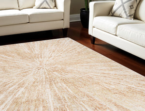 Homeroots 8' X 10' Ivory Abstract Area Rug  Polyester 569641