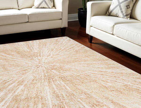 Homeroots 8' X 10' Ivory Abstract Area Rug  Polyester 569641