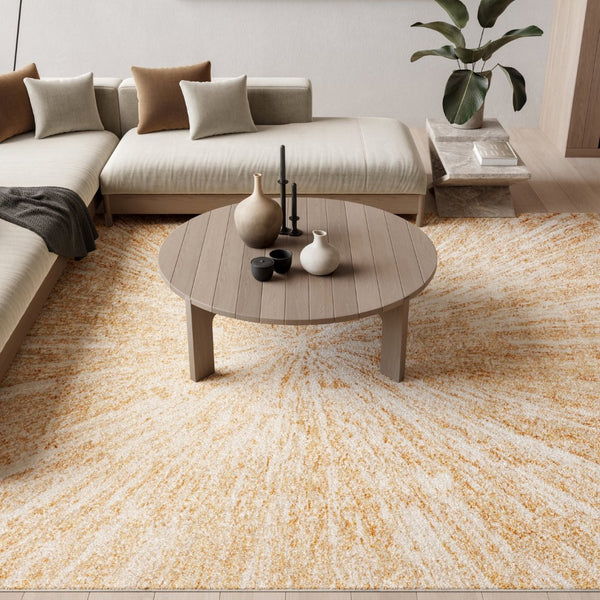 HomeRoots 8' Ivory Abstract Area Rug - Modern Soft Texture for Living Rooms, Bedrooms & Dining Areas - Easy Care 8' X 10' 569641