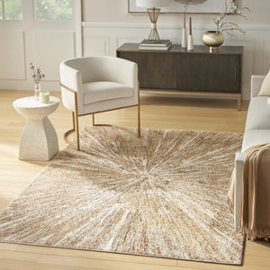 HomeRoots 8' Ivory Abstract Area Rug - Modern Soft Texture for Living Rooms, Bedrooms & Dining Areas - Easy Care 8' X 10' 569641