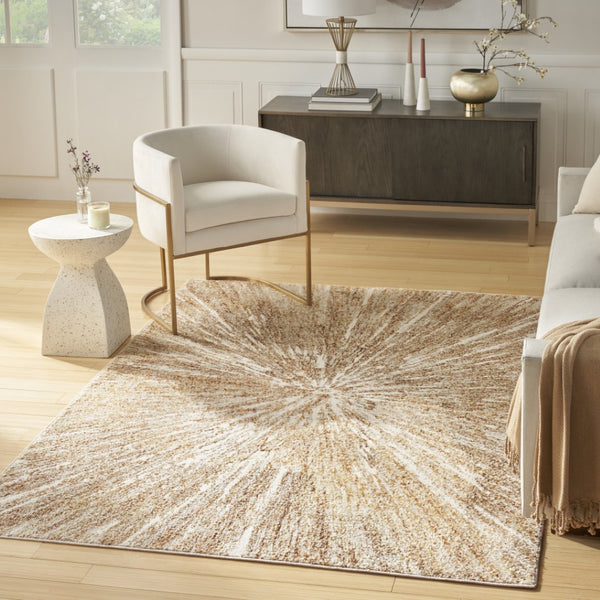 HomeRoots 8' Ivory Abstract Area Rug - Modern Soft Texture for Living Rooms, Bedrooms & Dining Areas - Easy Care 8' X 10' 569641