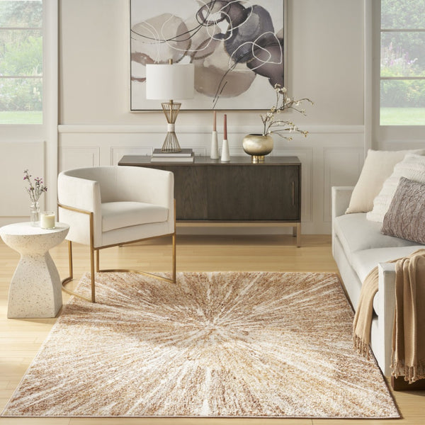 HomeRoots 8' Ivory Abstract Area Rug - Modern Soft Texture for Living Rooms, Bedrooms & Dining Areas - Easy Care 8' X 10' 569641