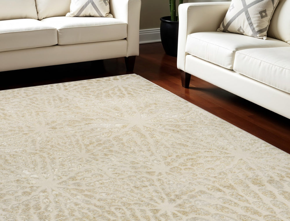 HomeRoots 8' Ivory Abstract Area Rug - Modern Soft Comfort for Living Room, Bedroom & Home Office Décor 8' X 10' 569642