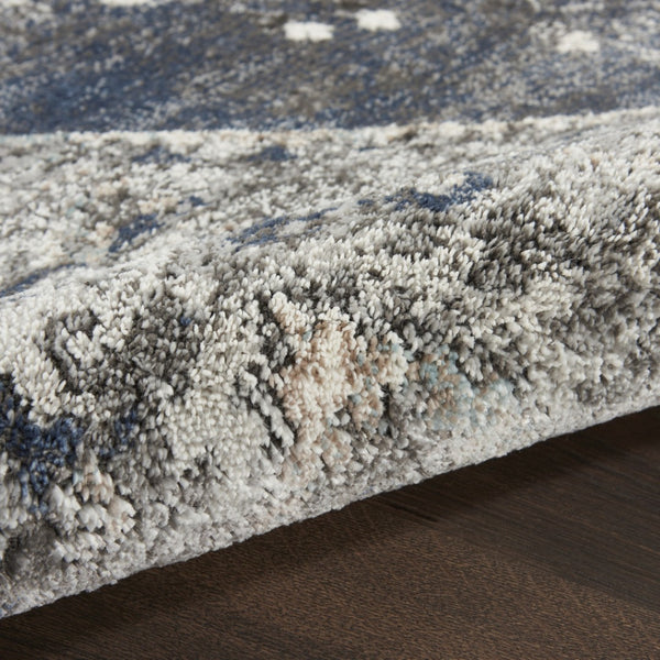 HomeRoots 8' Teal Ivory and Gray Floral Medallion Rug - Elegant Design for Hallways, Kitchens, and More! 8' Runner 569644
