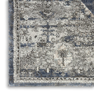 HomeRoots 8' Teal Ivory and Gray Floral Medallion Rug - Elegant Design for Hallways, Kitchens, and More! 8' Runner 569644