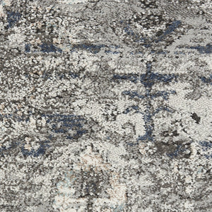 HomeRoots 8' Teal Ivory and Gray Floral Medallion Rug - Elegant Design for Hallways, Kitchens, and More! 8' Runner 569644