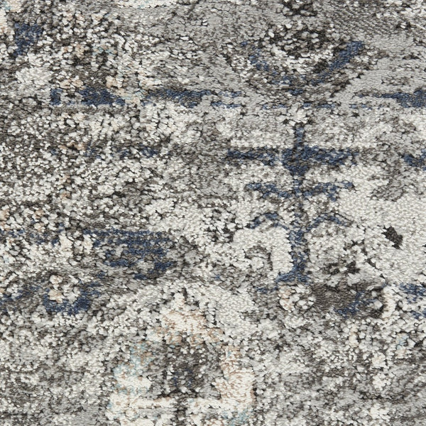 HomeRoots 8' Teal Ivory and Gray Floral Medallion Rug - Elegant Design for Hallways, Kitchens, and More! 8' Runner 569644