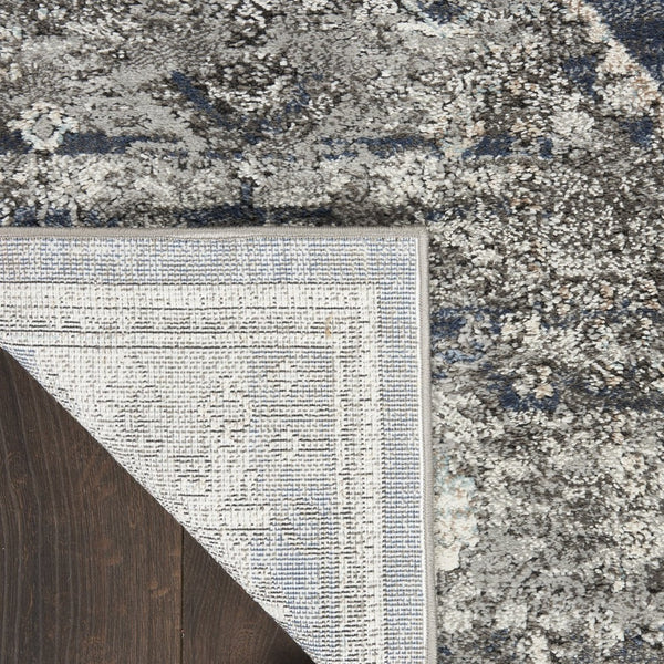 HomeRoots 8' Teal Ivory and Gray Floral Medallion Rug - Elegant Design for Hallways, Kitchens, and More! 8' Runner 569644