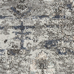 HomeRoots 8' Teal Ivory and Gray Floral Medallion Rug - Elegant Design for Hallways, Kitchens, and More! 8' Runner 569644