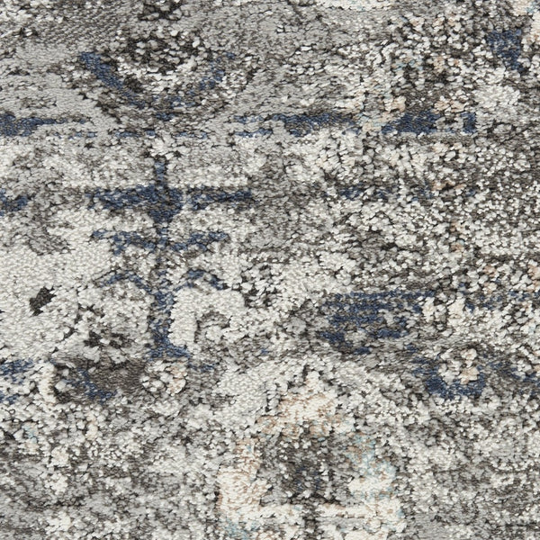 HomeRoots 8' Teal Ivory and Gray Floral Medallion Rug - Elegant Design for Hallways, Kitchens, and More! 8' Runner 569644