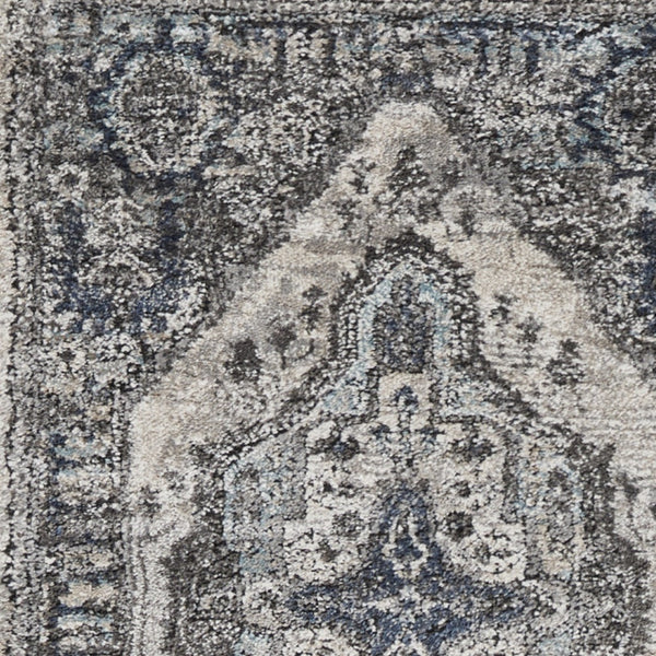 Homeroots 8' Gray Floral Power Loom Distressed Runner Rug  Polypropylene 569645