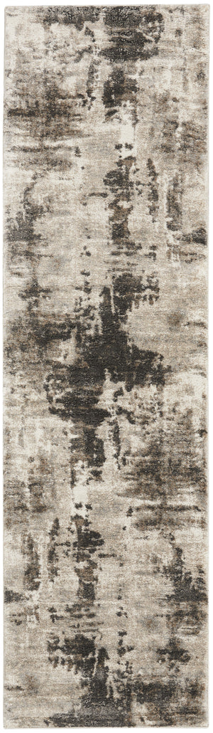 Homeroots 8' Tan Abstract Power Loom Runner Rug  Polypropylene 569647