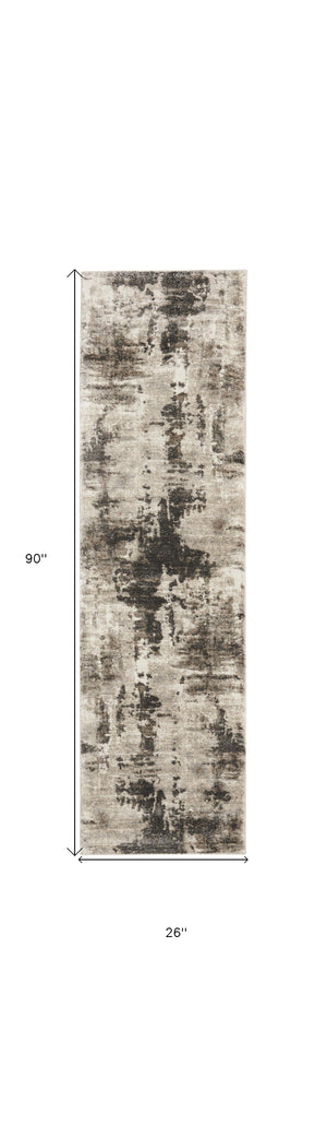 Homeroots 8' Tan Abstract Power Loom Runner Rug  Polypropylene 569647