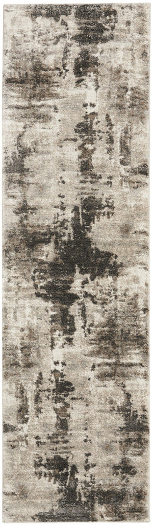 HomeRoots 5' Tan Abstract Area Rug - Modern Power Loomed Design for Soft Comfort and Effortless Style in Any Room 8' Runner 569647