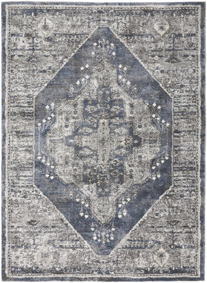 Homeroots 4' X 6' Blue Floral Power Loom Distressed Area Rug  Polypropylene 569648