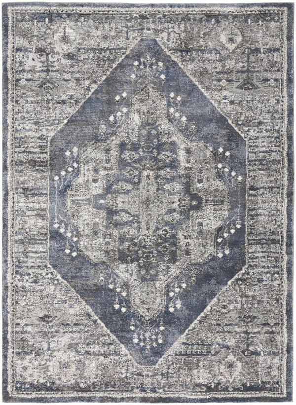 Homeroots 4' X 6' Blue Floral Power Loom Distressed Area Rug  Polypropylene 569648