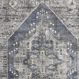 Homeroots 4' X 6' Blue Floral Power Loom Distressed Area Rug  Polypropylene 569648