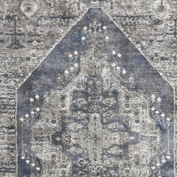 Homeroots 4' X 6' Blue Floral Power Loom Distressed Area Rug  Polypropylene 569648