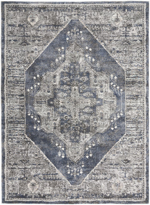 Homeroots 4' X 6' Blue Floral Power Loom Distressed Area Rug  Polypropylene 569648
