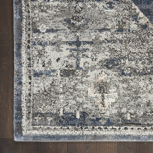 Homeroots 4' X 6' Blue Floral Power Loom Distressed Area Rug  Polypropylene 569648