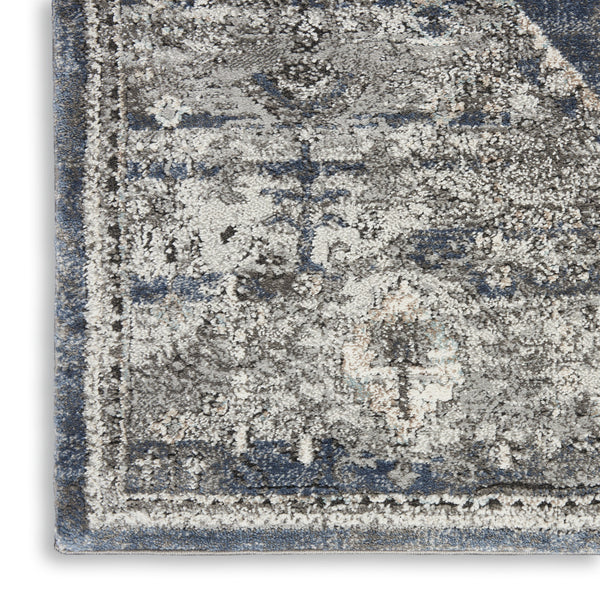 Homeroots 4' X 6' Blue Floral Power Loom Distressed Area Rug  Polypropylene 569648