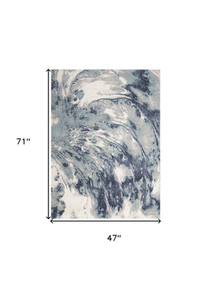 Homeroots 4' X 6' Blue Abstract Power Loom Area Rug  Polypropylene 569649