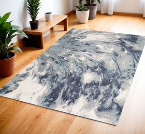 Homeroots 4' X 6' Blue Abstract Power Loom Area Rug  Polypropylene 569649