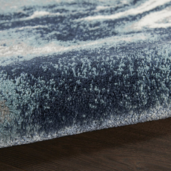HomeRoots 8' Contemporary Blue Abstract Power Loom Runner Rug - Stylish, Durable, and Easy-Care Décor Accent 4' X 6' 569649