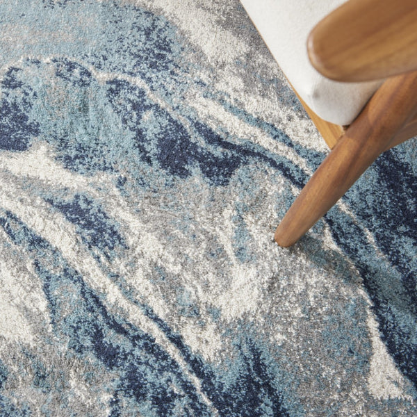 HomeRoots 8' Contemporary Blue Abstract Power Loom Runner Rug - Stylish, Durable, and Easy-Care Décor Accent 4' X 6' 569649