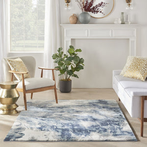 HomeRoots 8' Contemporary Blue Abstract Power Loom Runner Rug - Stylish, Durable, and Easy-Care Décor Accent 4' X 6' 569649