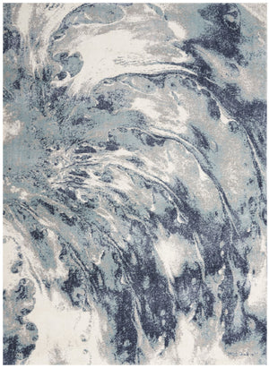 HomeRoots 8' Contemporary Blue Abstract Power Loom Runner Rug - Stylish, Durable, and Easy-Care Décor Accent 4' X 6' 569649