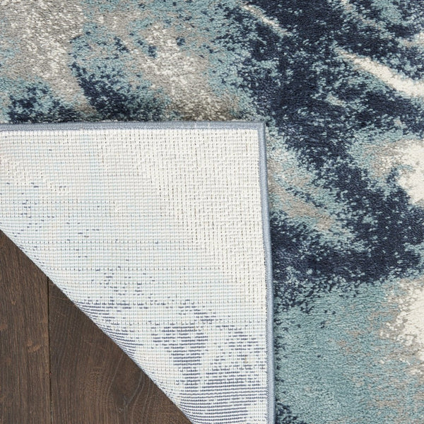 HomeRoots 8' Contemporary Blue Abstract Power Loom Runner Rug - Stylish, Durable, and Easy-Care Décor Accent 4' X 6' 569649
