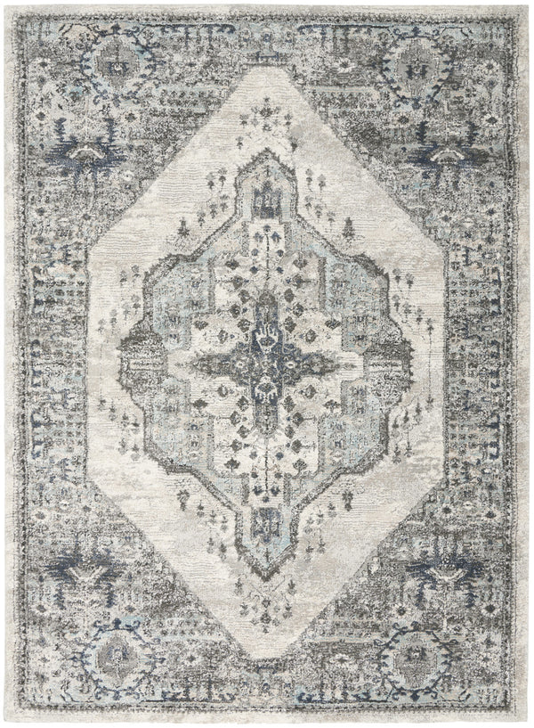 Homeroots 4' X 6' Gray Floral Power Loom Distressed Area Rug  Polypropylene 569650