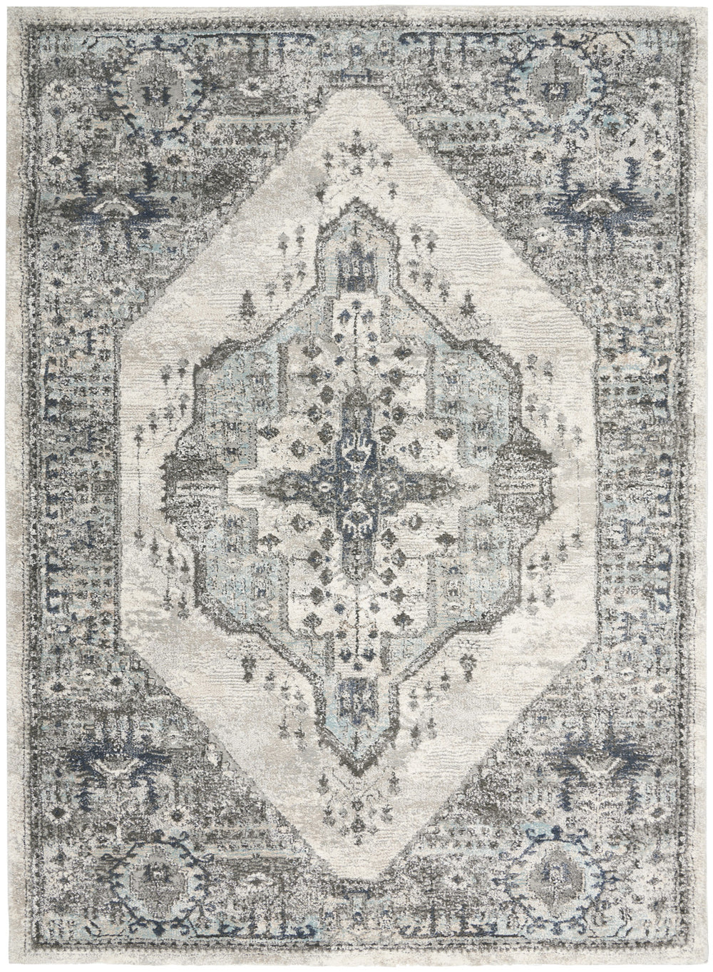 Homeroots 4' X 6' Gray Floral Power Loom Distressed Area Rug  Polypropylene 569650