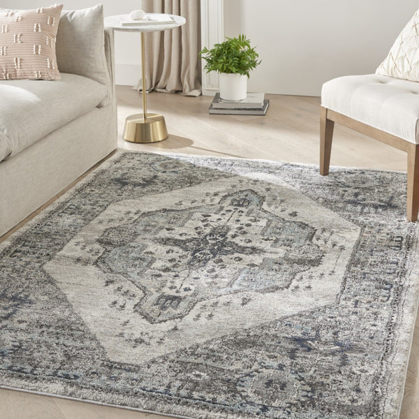HomeRoots 4' Elegant Gray Floral Distressed Area Rug - Timeless Design for Living Rooms, Bedrooms & More 4' X 6' 569650