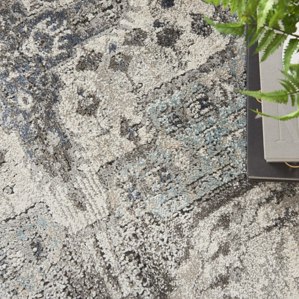 HomeRoots 4' Elegant Gray Floral Distressed Area Rug - Timeless Design for Living Rooms, Bedrooms & More 4' X 6' 569650