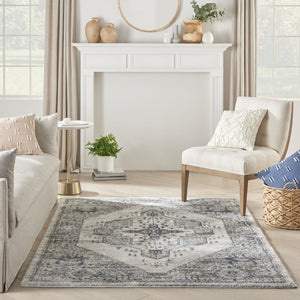 HomeRoots 4' Elegant Gray Floral Distressed Area Rug - Timeless Design for Living Rooms, Bedrooms & More 4' X 6' 569650