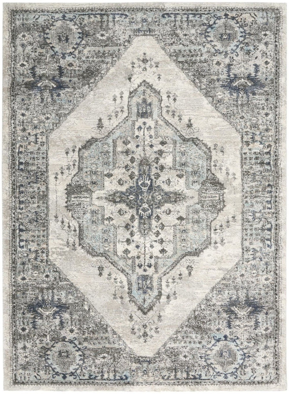 HomeRoots 4' Elegant Gray Floral Distressed Area Rug - Timeless Design for Living Rooms, Bedrooms & More 4' X 6' 569650