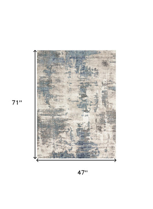 Homeroots 4' X 6' Blue Abstract Power Loom Area Rug  Polypropylene 569651